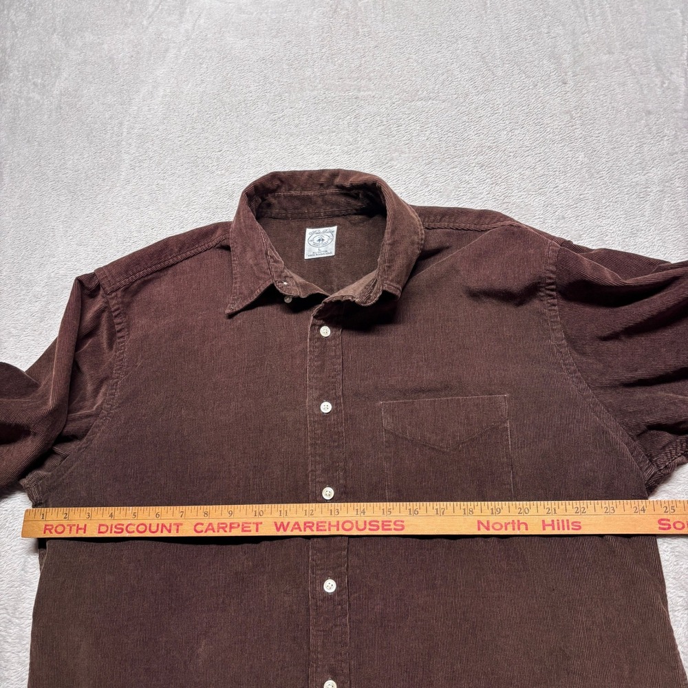 VTG Brooks Brothers Corduroy Button Down Sport Shirt Mens L Brown Long Sleeve - Picture 6 of 7